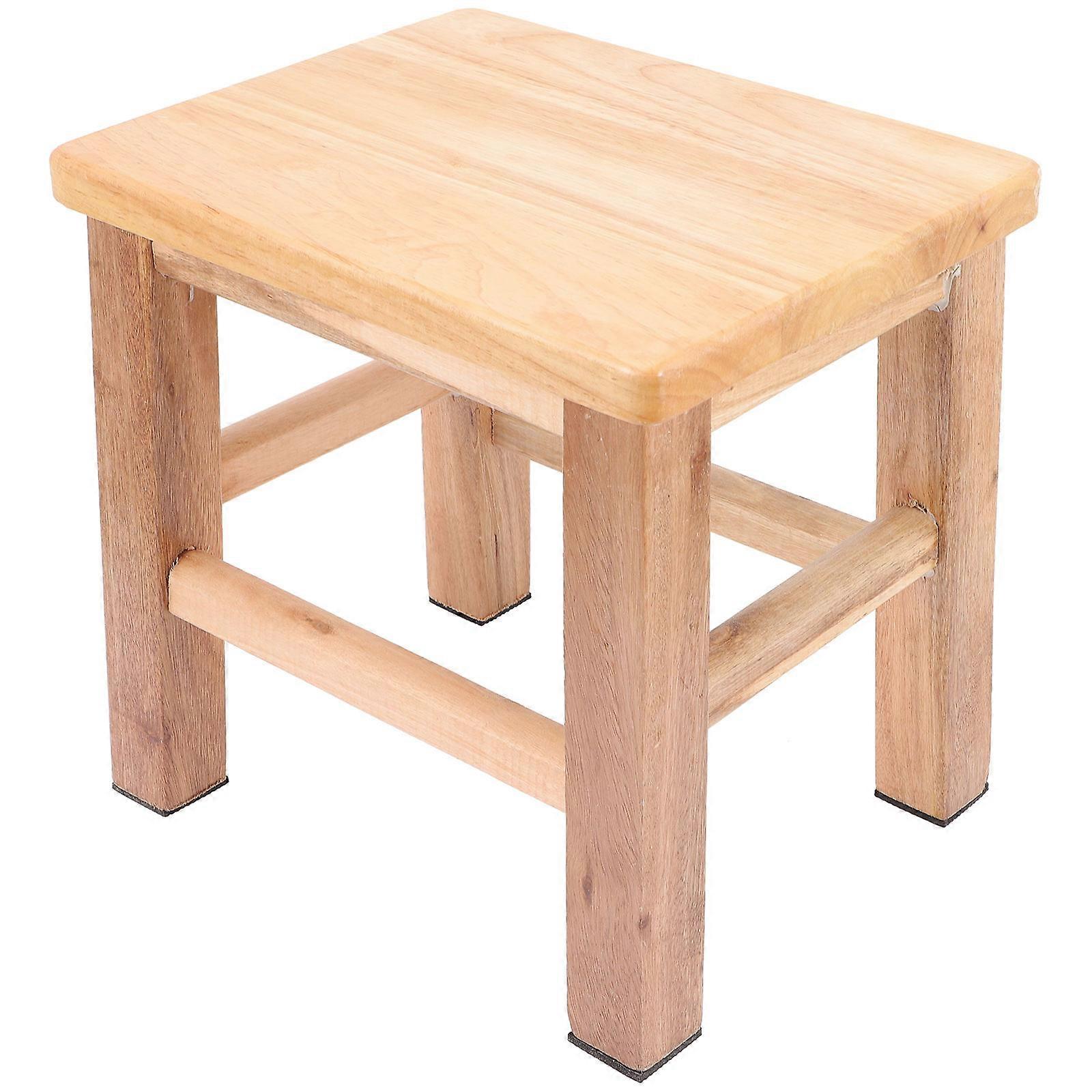 Khaki Wooden Step Stool Shoe Changing Stool for Home Use