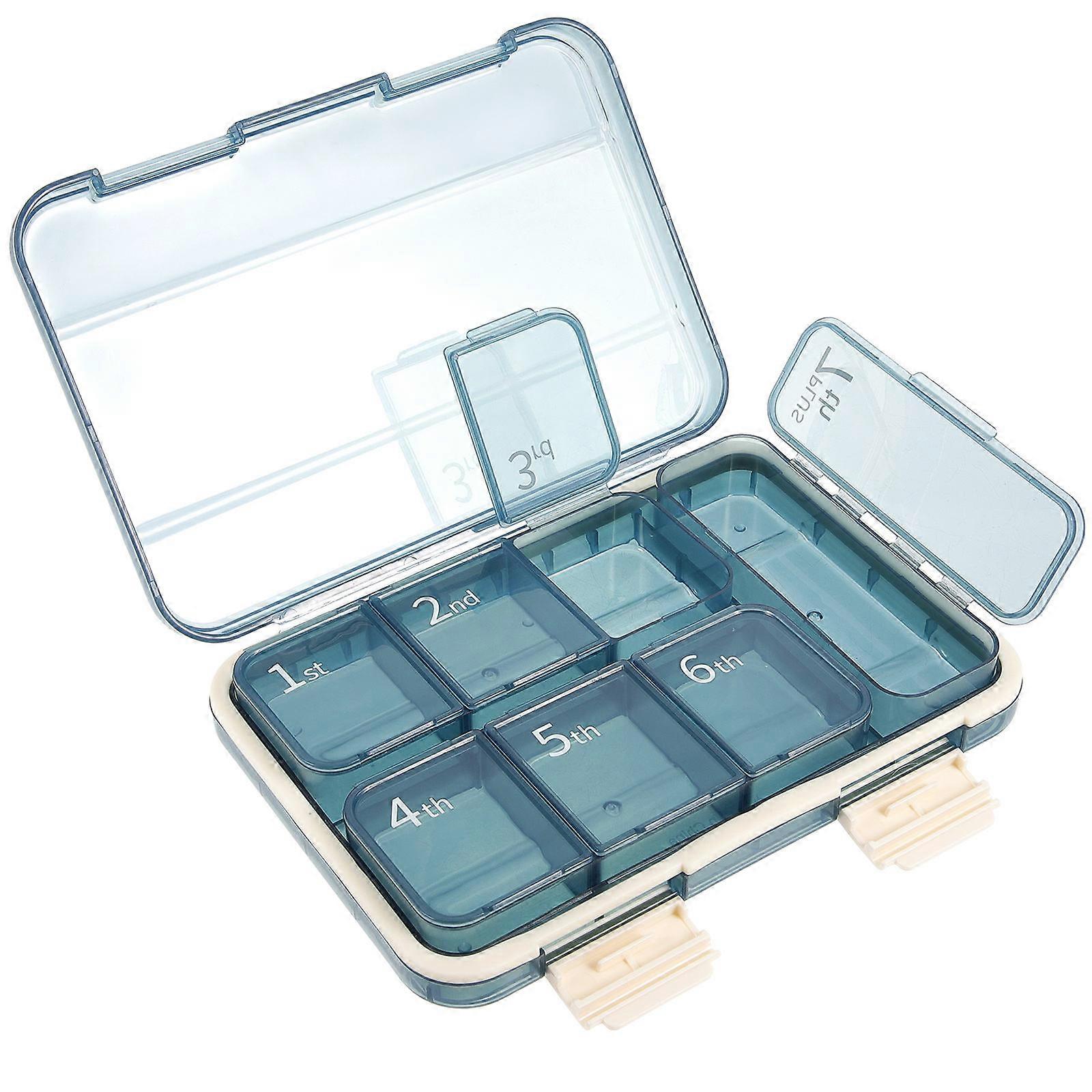 Compact Medicine Container Blue for Weekly Use 4Pcs Mini Organizer