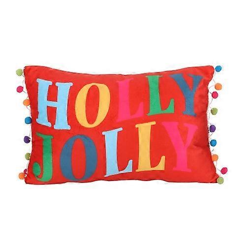 Something Different Holly Jolly Pom Pom Cushion
