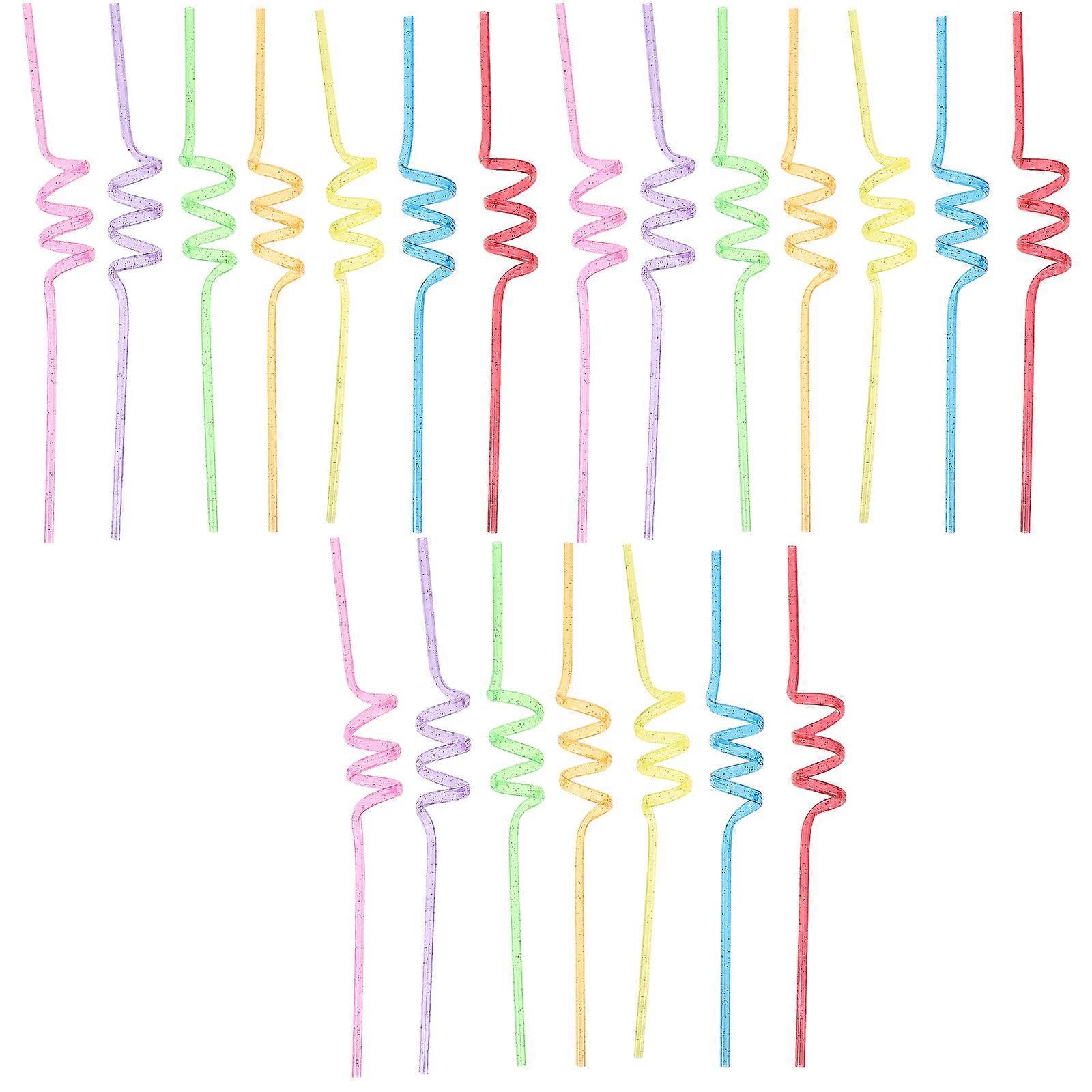 Spiral Straws for Drinking Use 24Pcs Reusable Glitter Tubes