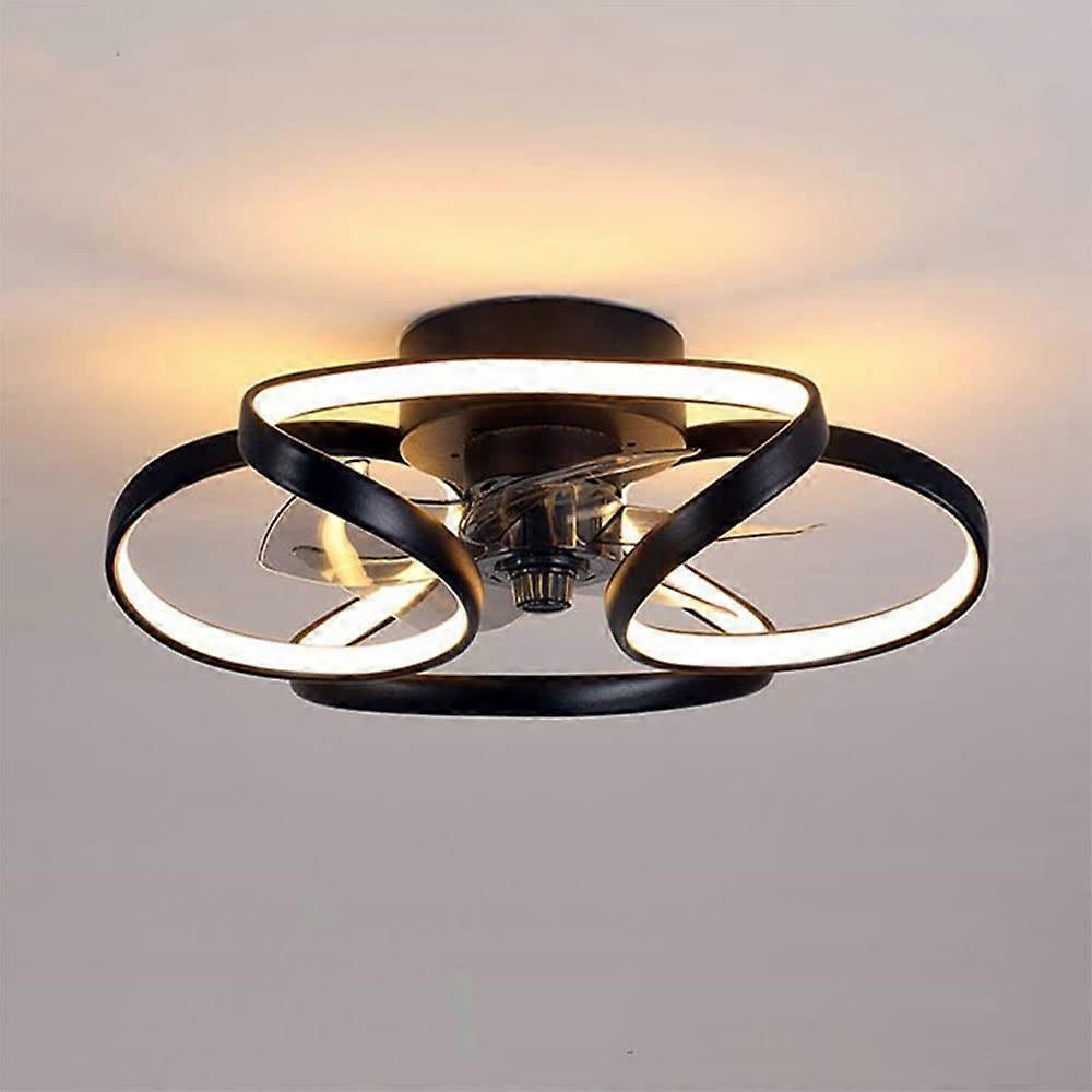 Invisible Fan Ceiling Light Nordic Style 50cm Black, Remote Control, Smart LED Ceiling Light With Fans For Bedroom Kitchen