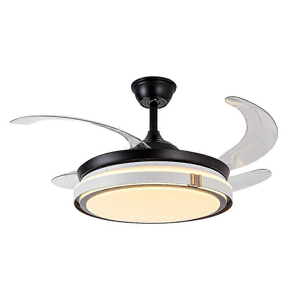 Ceiling Fan with Light, Modern Acrylic LED, Quiet Bedroom Remote Control, 108cm Energy Saving