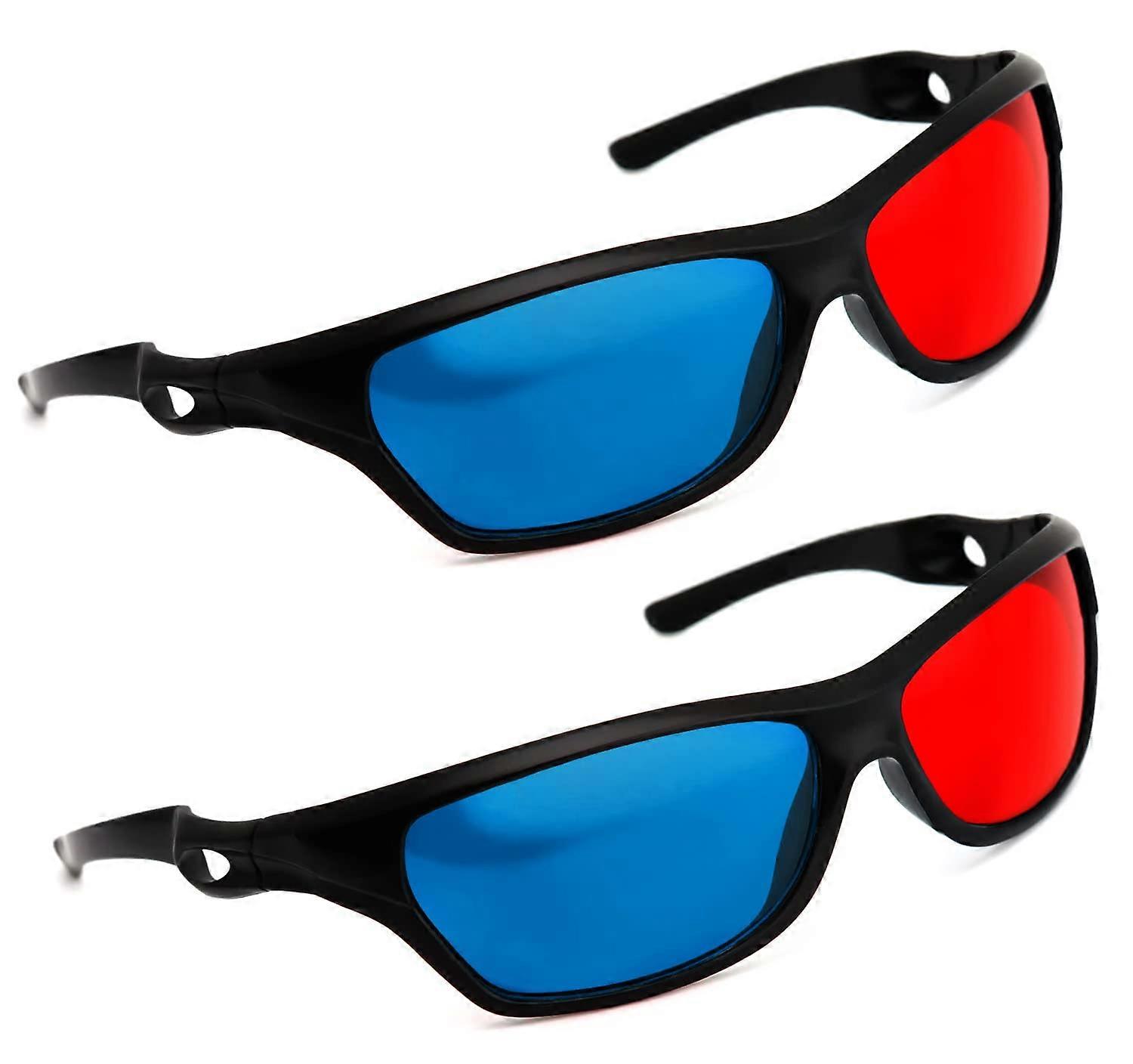 Set of 2 High-Quality Red Cyan 3D Anaglyph Glasses for PC Games, Movies, Pictures, and 3D Projection