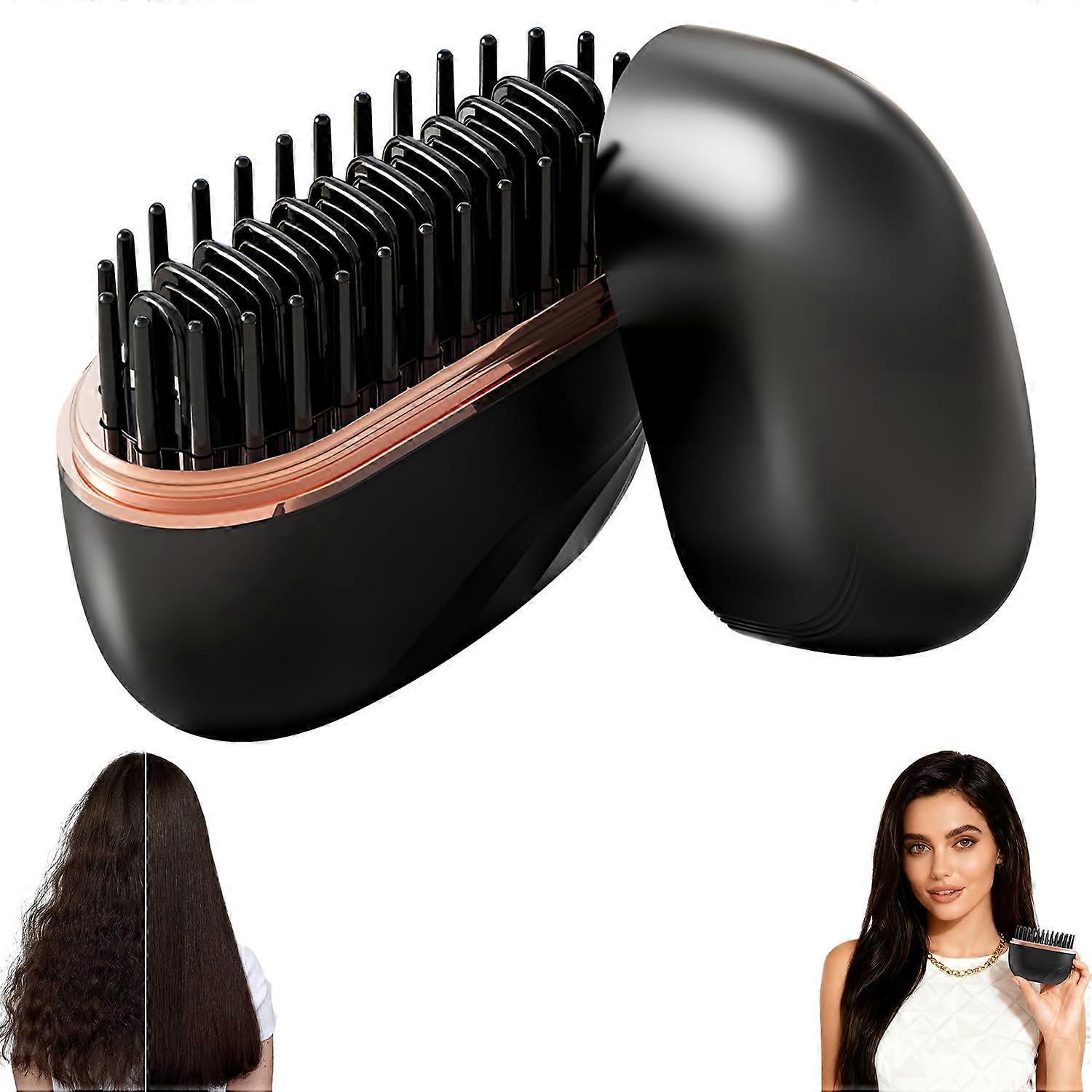 Mini Hair Straightener Cordless Rechargeable Brush with Dual Function Styling and AntiScald Shell