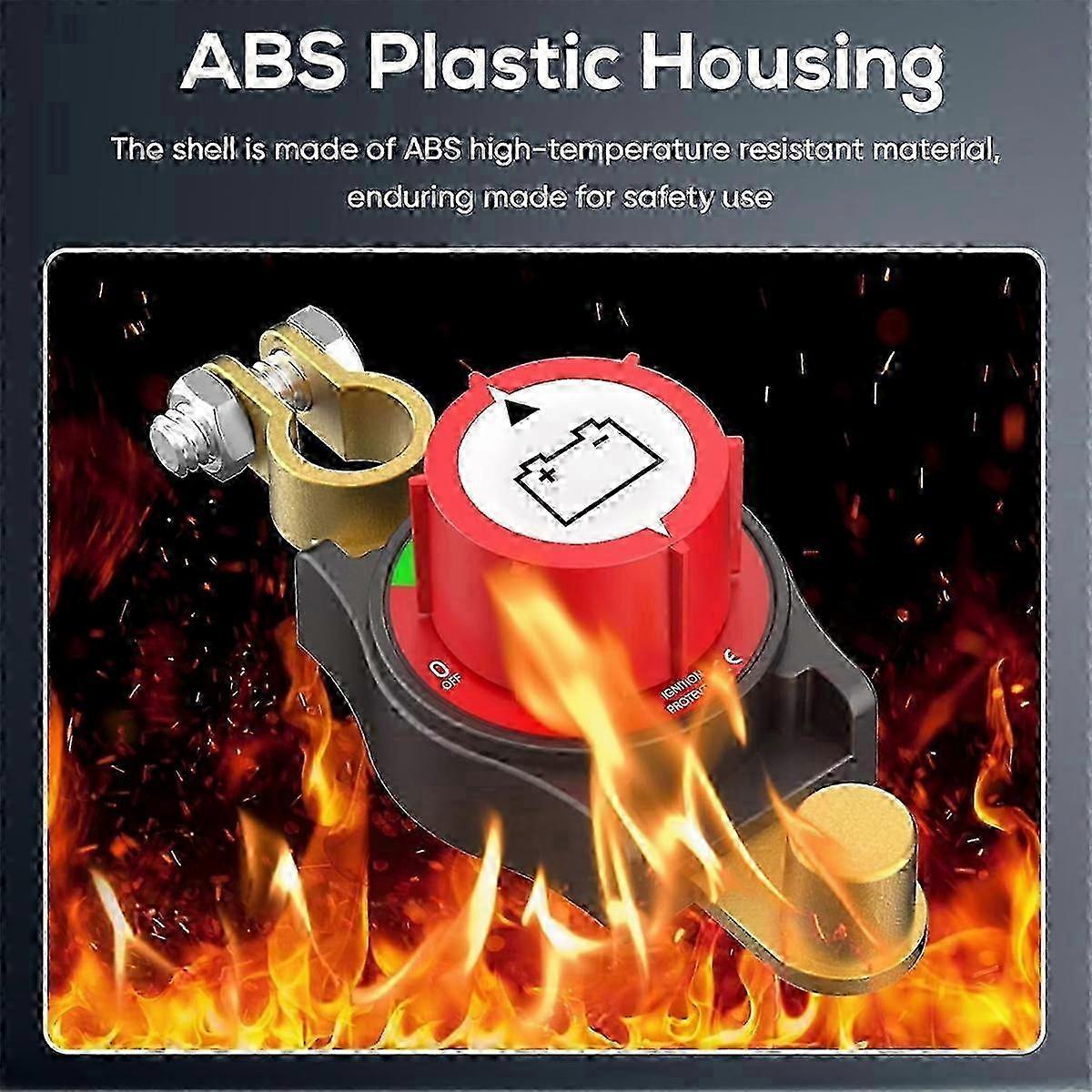 Car battery disconnect switch, 12-48V top post negative cutoff.