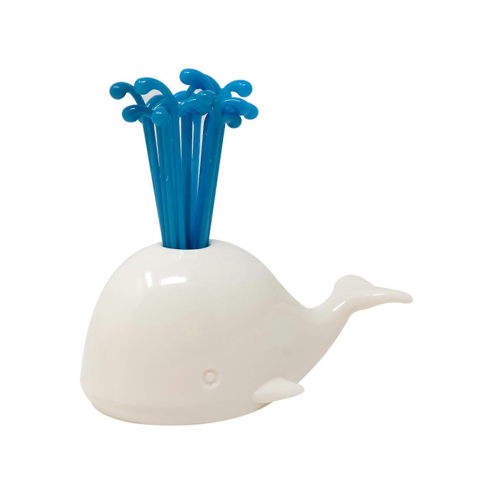 Cute Whale Fruit Fork Set with Holder, Ocean Theme Beluga Design for Party and Family Meals