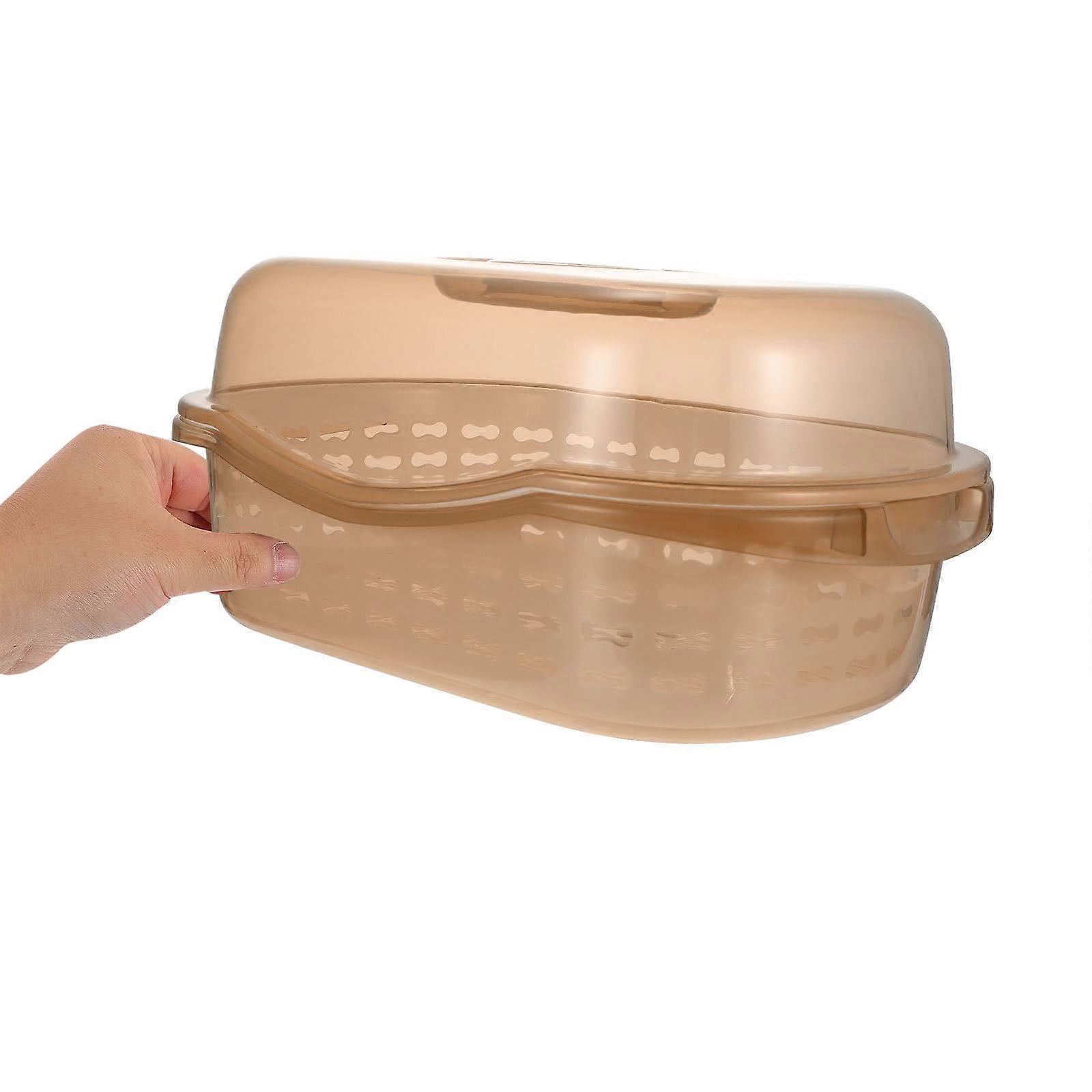 DoubleLayer Kitchen Strainer Basket with Dustproof Lid, PP Plastic Fruit and Vegetable Drain Container