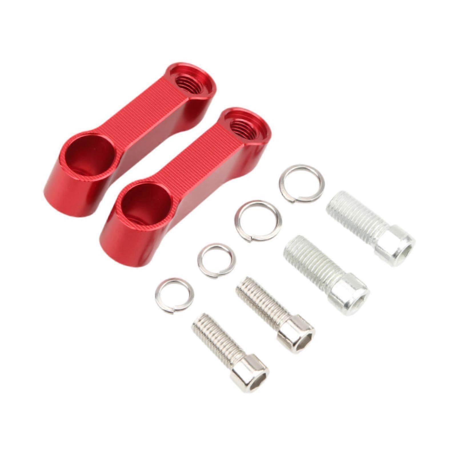 Motorcycle Mirror Extenders Kit Aluminum Riser Mount Red for Extended Rearview Range