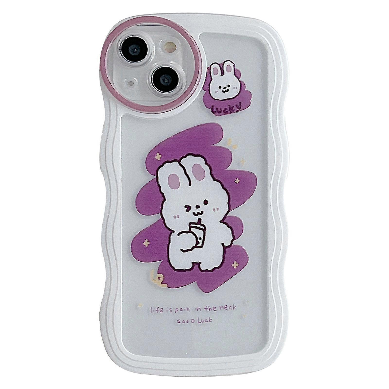 For iPhone 15 Case Curly Wave Frame Pattern Printed TPU Phone Cover