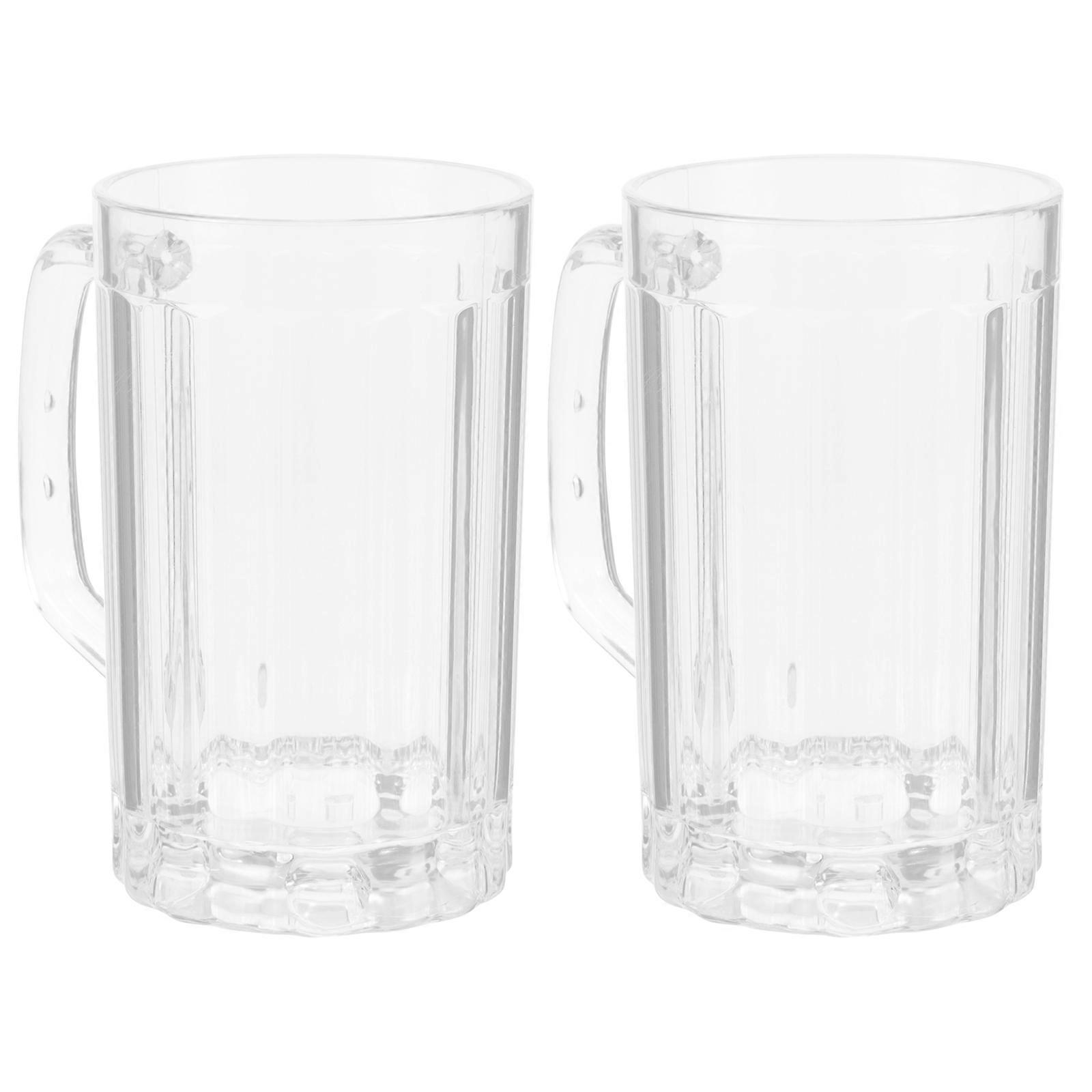 Reusable Reusable Beer Mug Cup with Handle for Beer Drinking 2Pcs Transparent