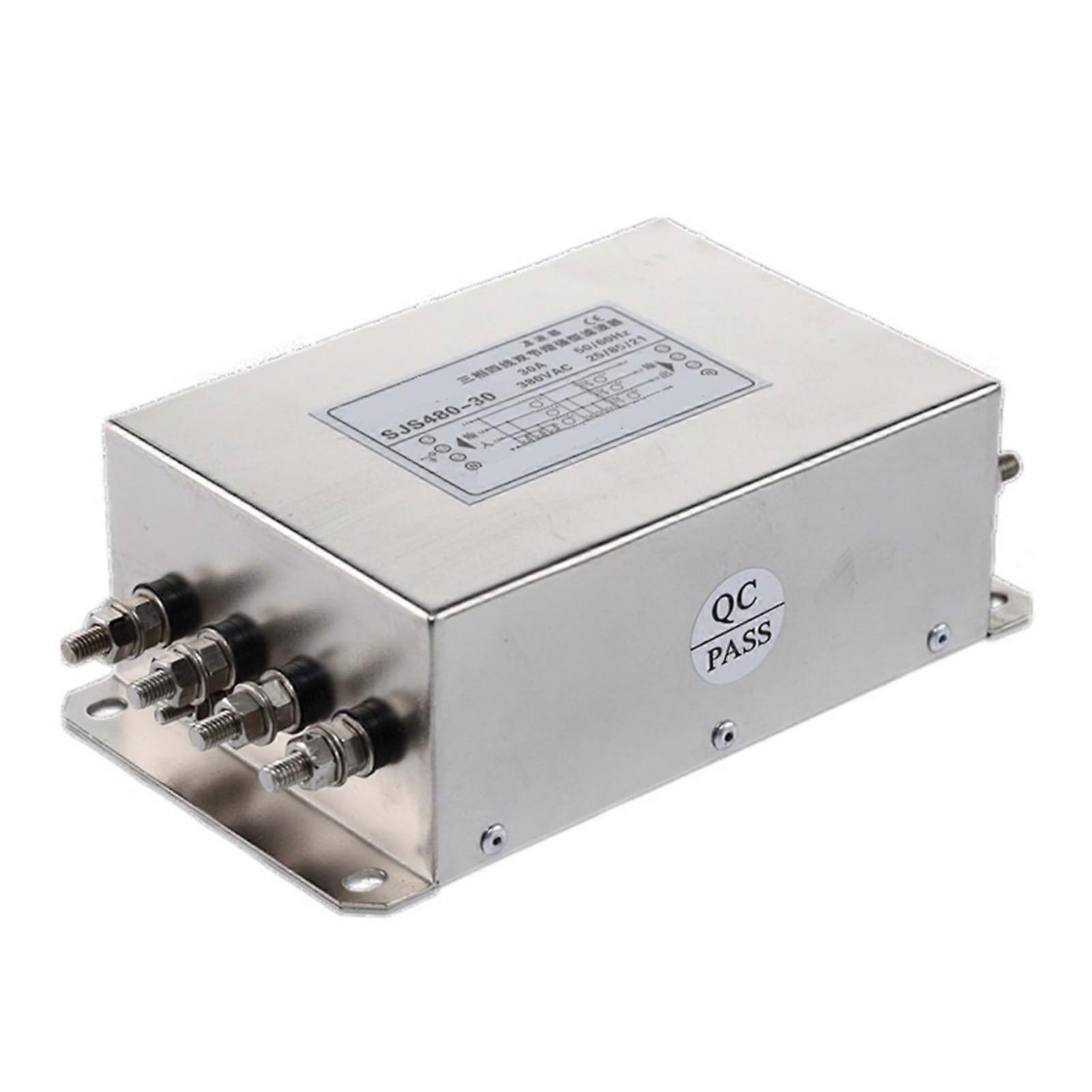 Three Phase AC Power Filter 380V 10A Three Section Bolt EMI RFI Noise Reduction Industrial