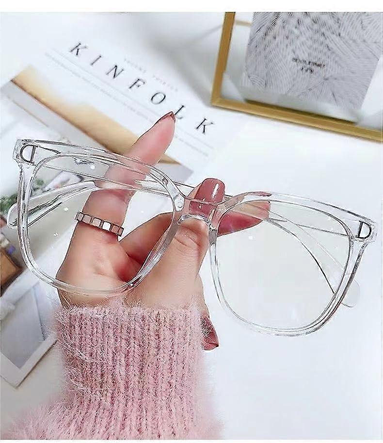 Oversized Blue Light Blocking Reading Glasses +3.50 Transparent Frame Anti Glare Computer Use