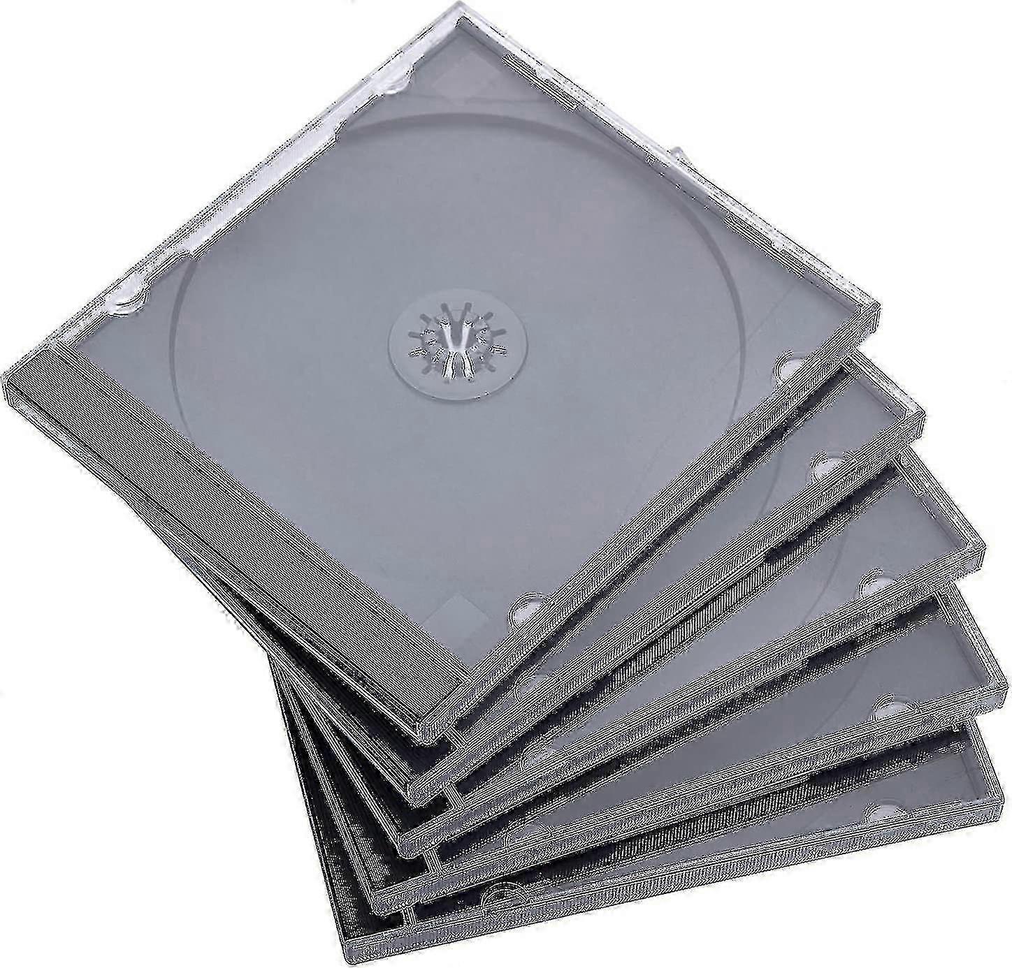 Otwoo 25 Pack Standard Single Clear Cd Case With Assembled Black Tray 26-27s