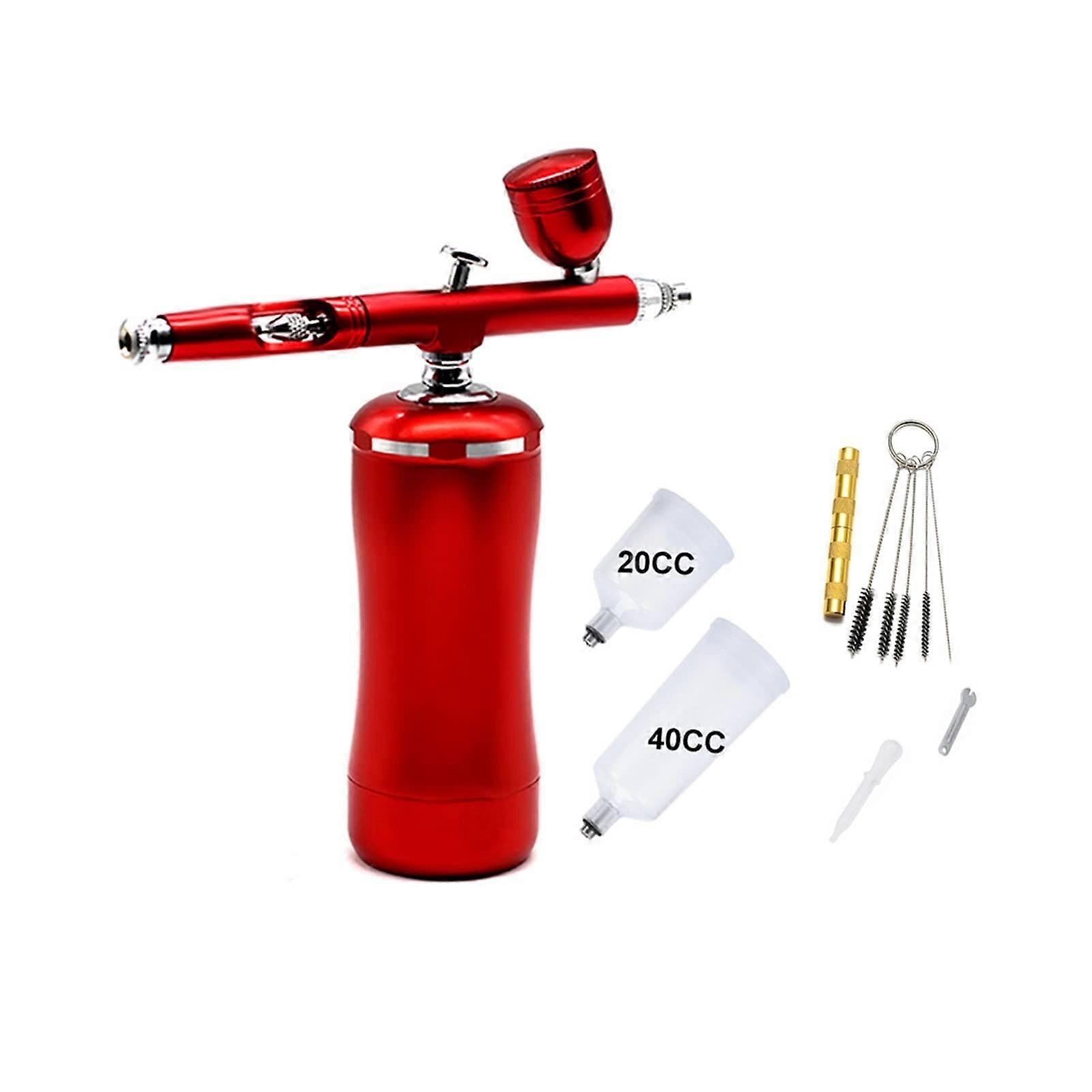 Cordless Airbrush Compressor Kit with Auto Start Stop for Makeup Models Cakes Tattoos Red