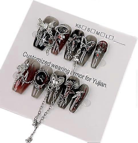 Almond Shape Press On Nails Set  Handmade Reusable False Nails with Dual Application Modes 20pcs