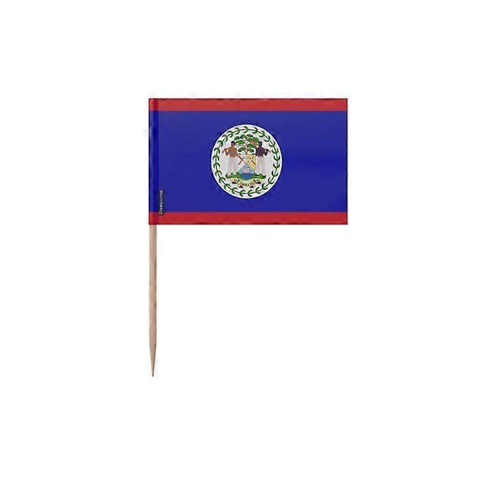 Toothpicks Belize Flag - 10 cm - 100 pieces - Adhesive plastic - Bamboo stick - Pixelforma