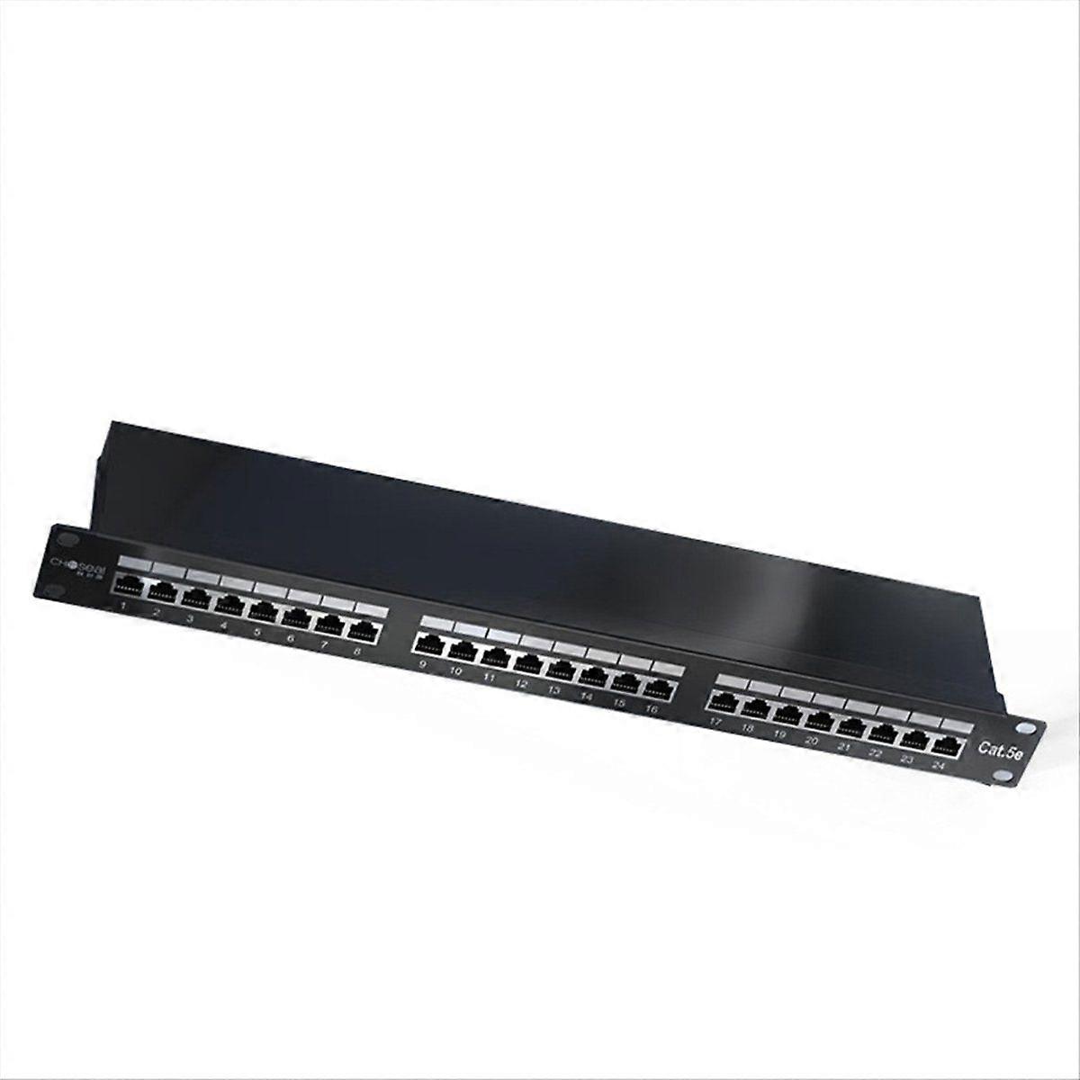 24 Ports Cat 5e Network Patch Panel Rack Mounted 19 Inch RJ45 Port Shielded