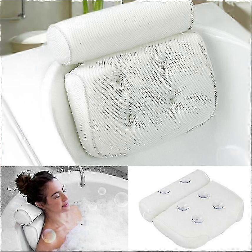 Bath Pillow With 6 Suction Cups For Spa, Head, Neck, Back And Shoulders