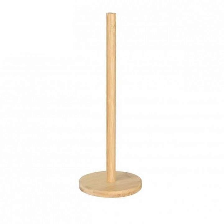 Bamboo Paper Towel Holder with Stable NonSlip Base for Kitchen Countertop Easy Roll Replacement