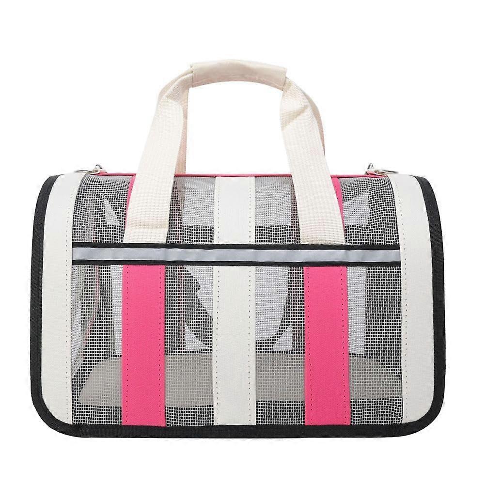 Large Capacity Cat Backpack Carrier with Comfortable Foldable Design for Small Medium Pets Rose Red