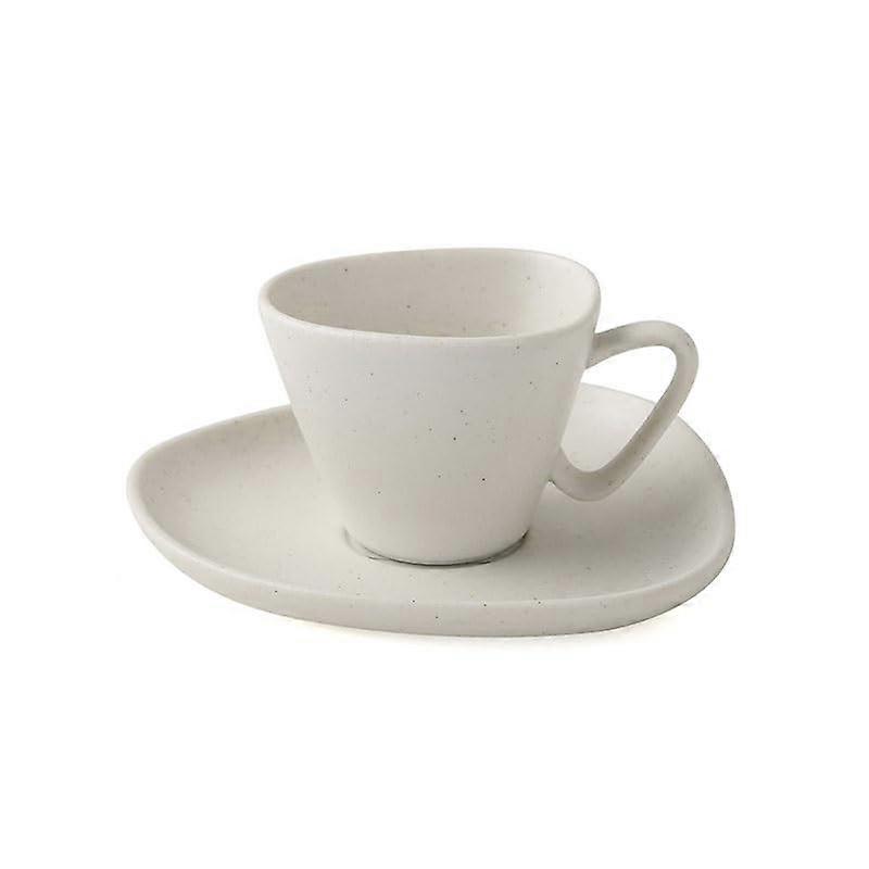 Vintage Ceramic Coffee Cup and Saucer Set with Irregular Shape for Afternoon Tea