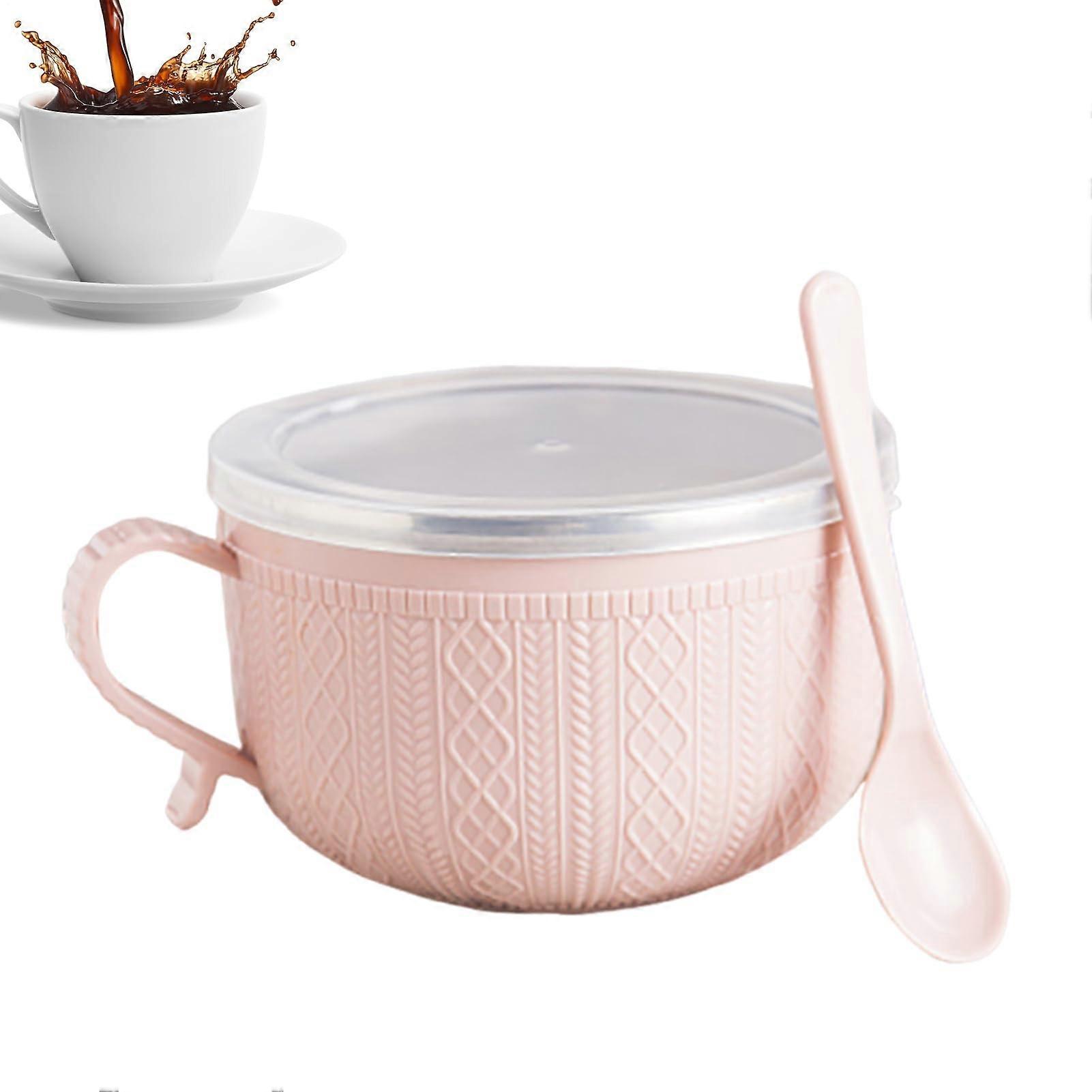 25oz Large Ceramic Soup Mug with Lid, Microwave Safe, Stackable Bowl for Hot and Cold Drinks