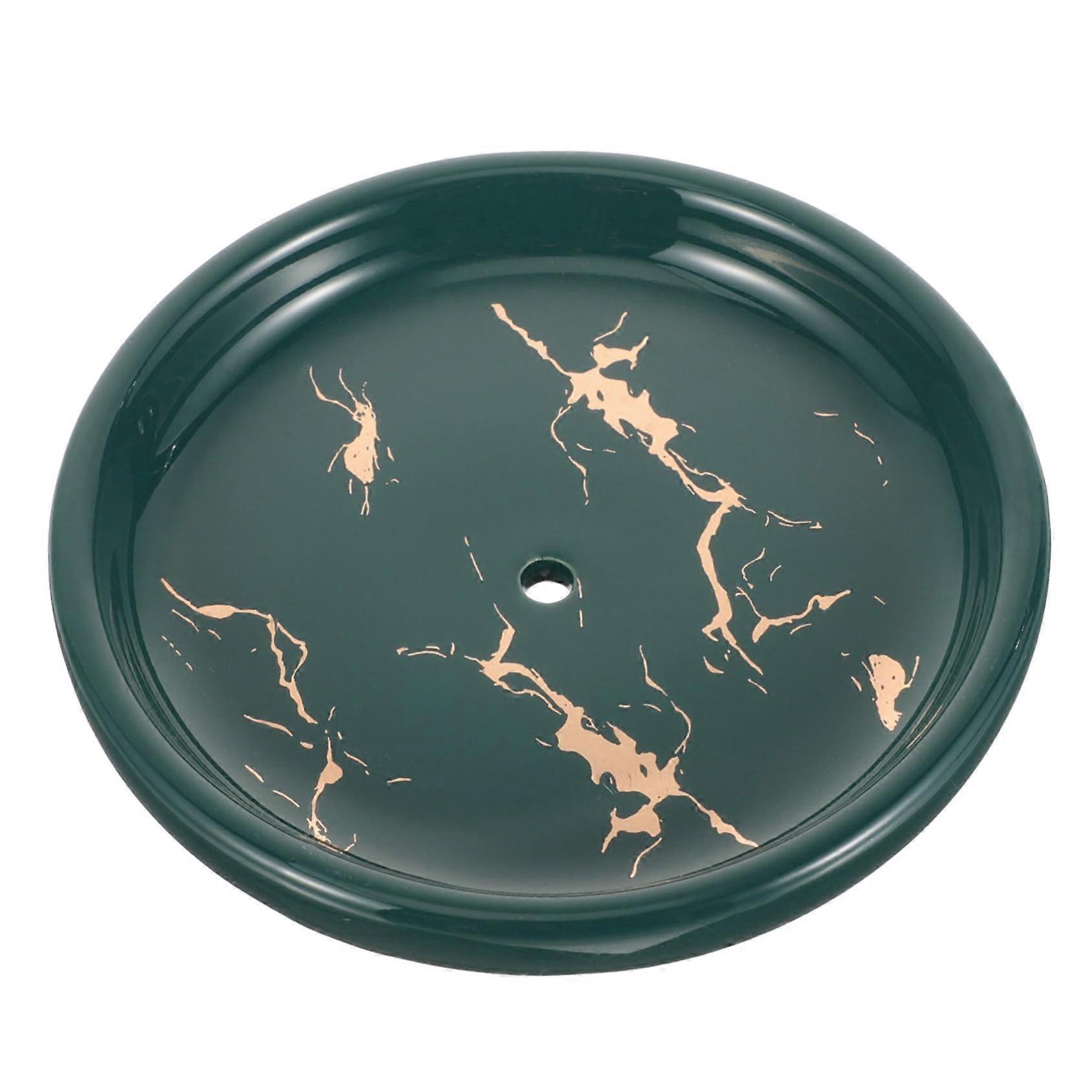 Ceramic Soap Dish with Fast Drainage Lotus Leaf Design, Marble Pattern Holder for Bathroom and Kitchen