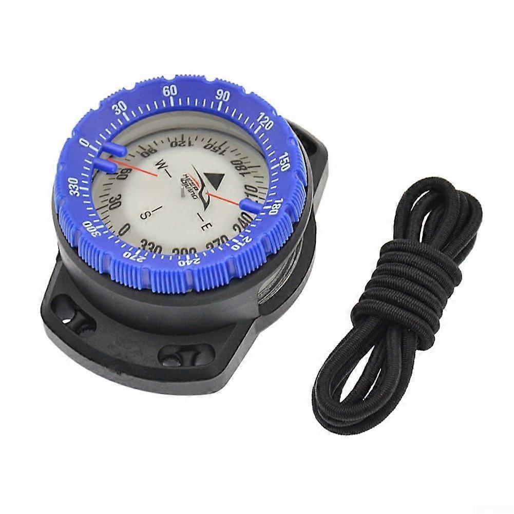 Wrist Mount Scuba Diving Compass with Adjustable Rubber Strap Lightweight Underwater Navigation Gauge Blue
