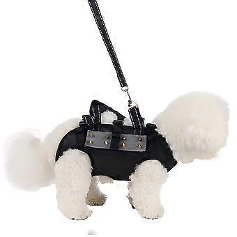 Pet Harness with Easy Carry Handle and Rope Clip for Daily Walking Transport of Small and Medium Dog Walking Essential  Gray
