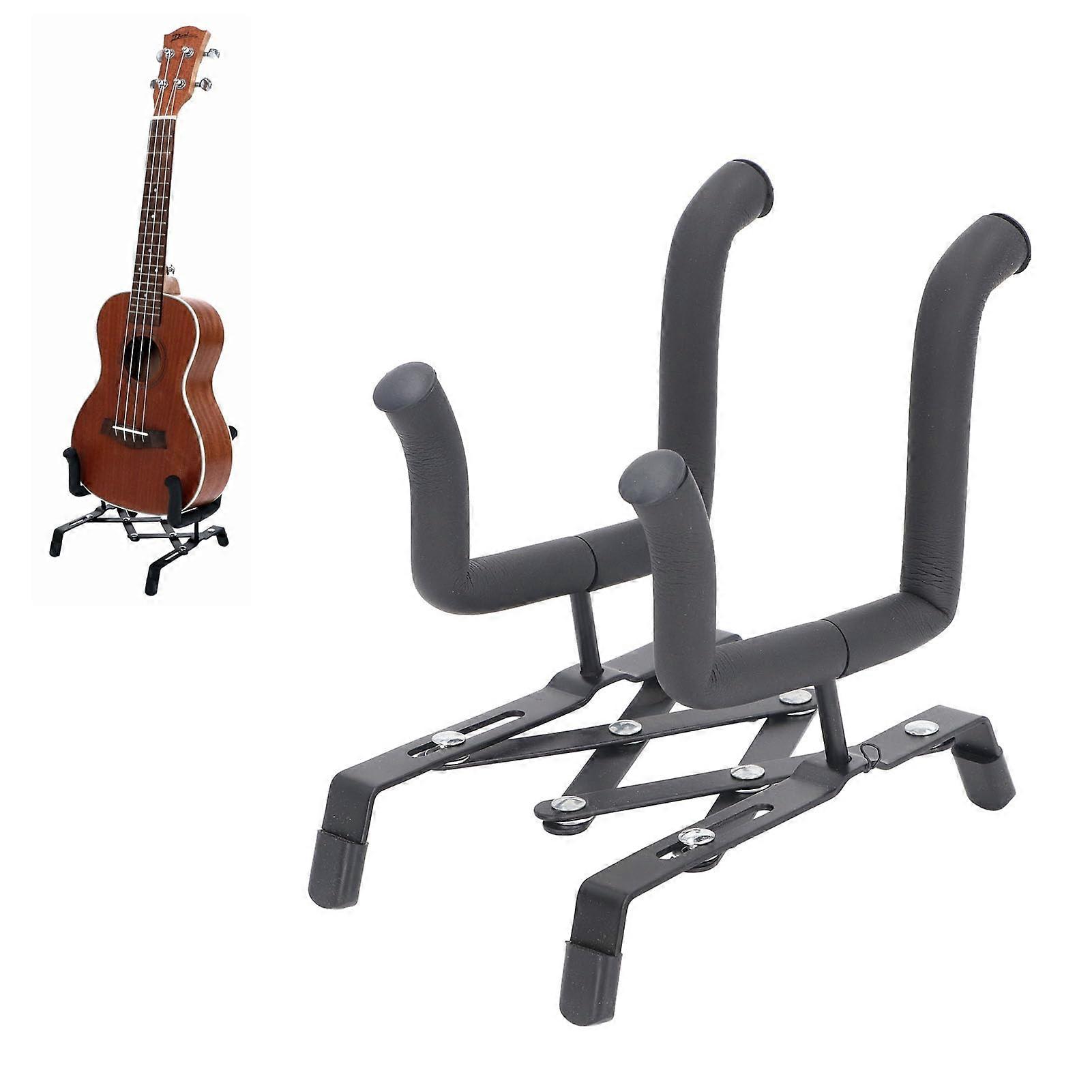 Foldable Ukulele and Violin Stand with Protective Sponge Padding, Lightweight Metal HShape Support