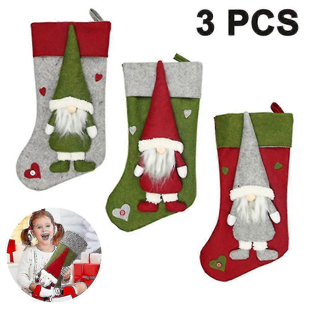 3szt Stocking Classic Large Stockings Santa