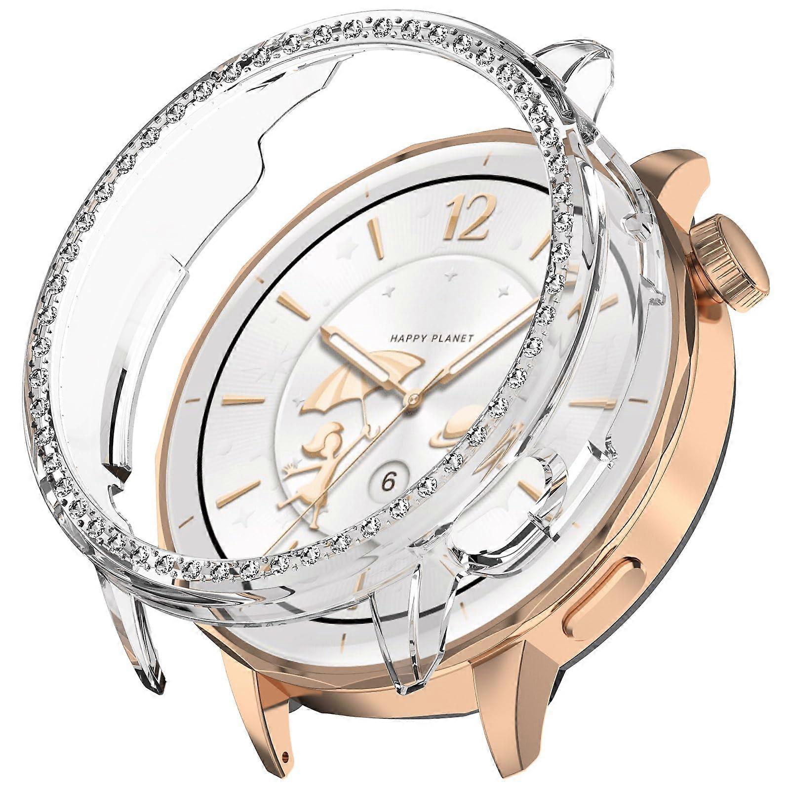 Clear Rhinestone Protective Bumper Hard PC Case Cover without Screen Protector for OPPO Watch X2 Mini