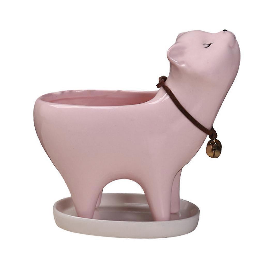 Pink Cat Tail Ceramic Flower Pot Succulent Planter for Storage Use