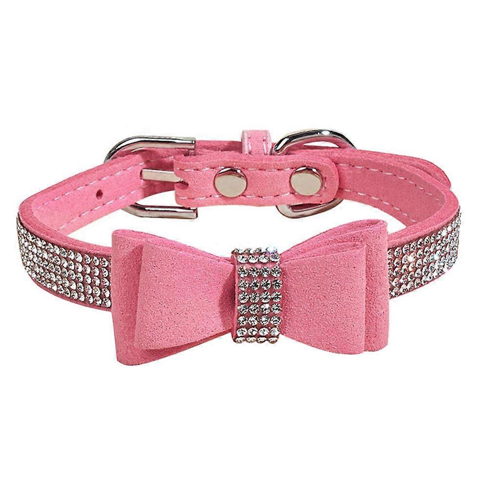 Pink Rhinestone Dog Collar Adjustable for Training 1Set