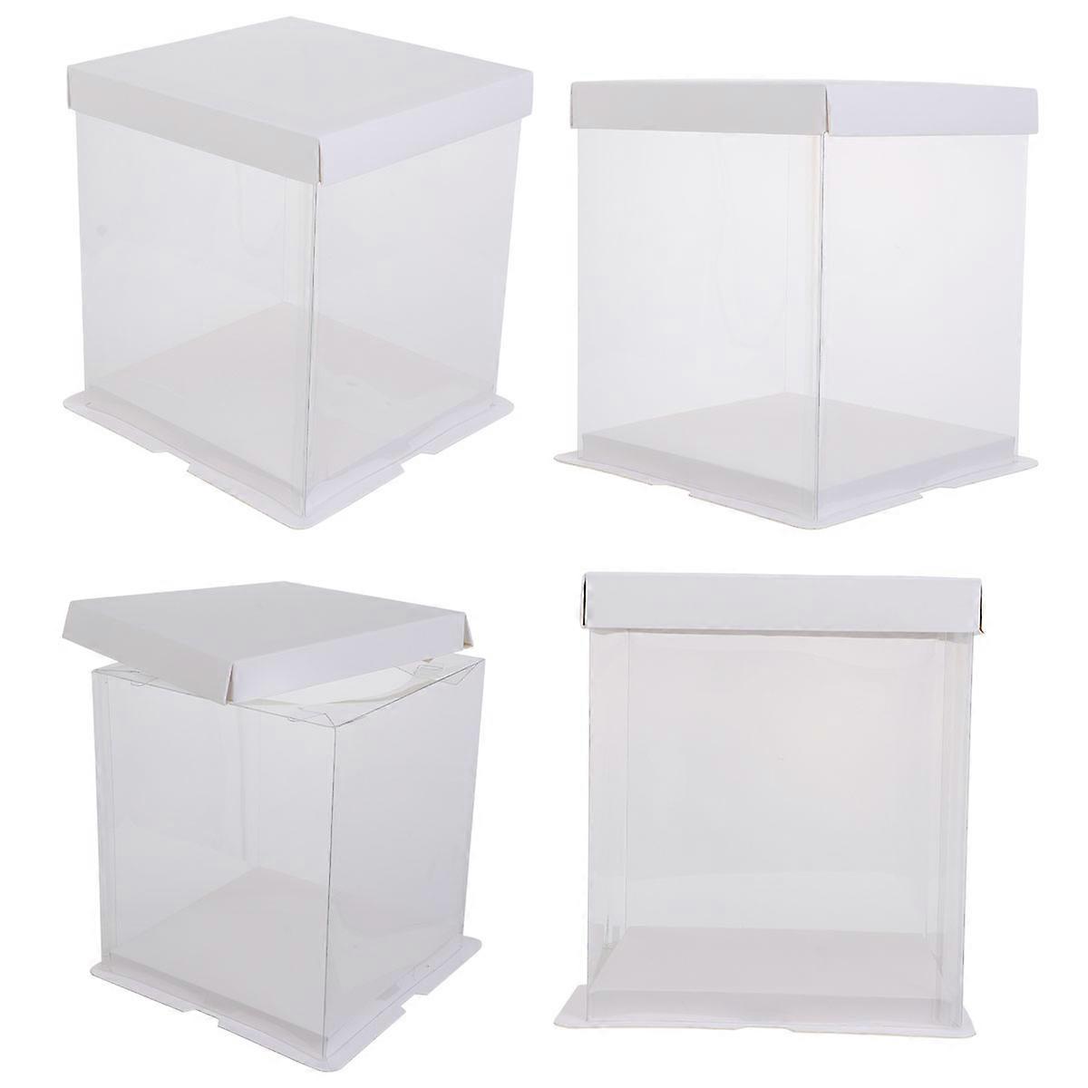 Cake Packaging Box for Cake Wrapping 4Pcs White Transparent Container
