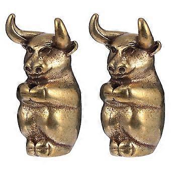 Brass Ox Shape Zodiac Key Chain Pendant for Decoration 2Pcs
