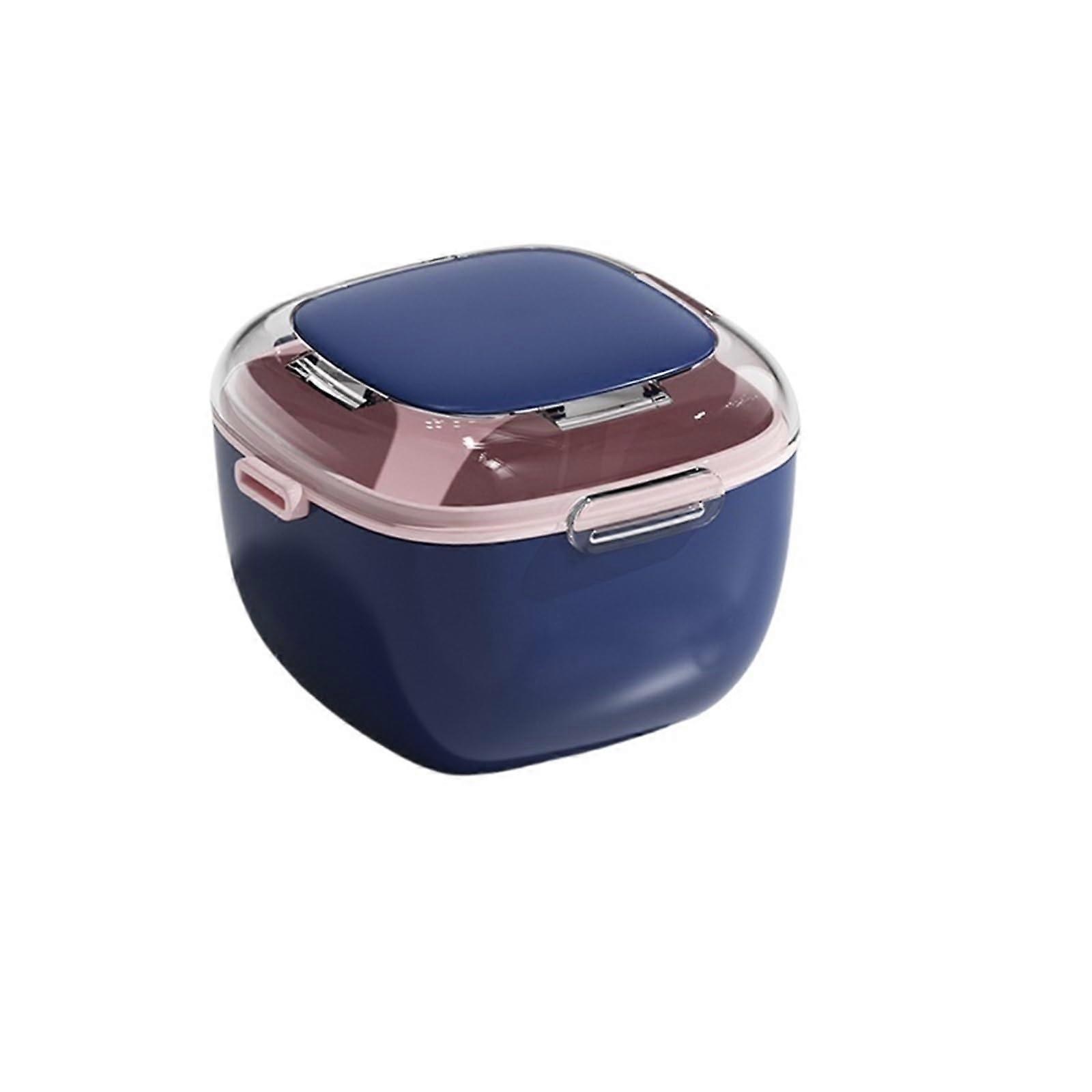 Large Capacity Denture Cup with DoubleLayer Retainer Case for Soaking and Storage Dark Blue