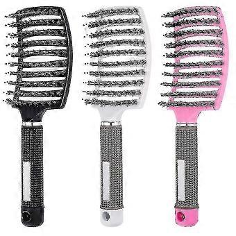 3 Pieces Vented Detangling Hair Brush Boar Bristle Curved Hair Brush Detangling