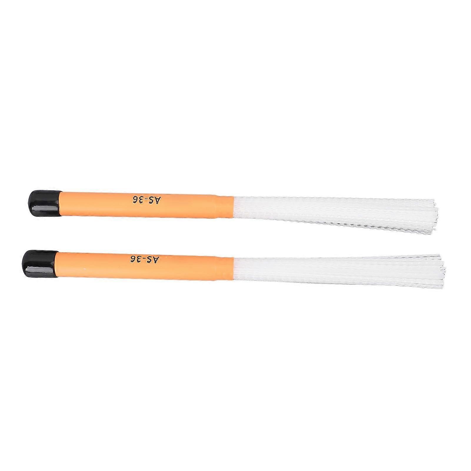 Drum Brushes Pair with Precise Dynamic Control, Jazz Percussion Brushes White and Orange