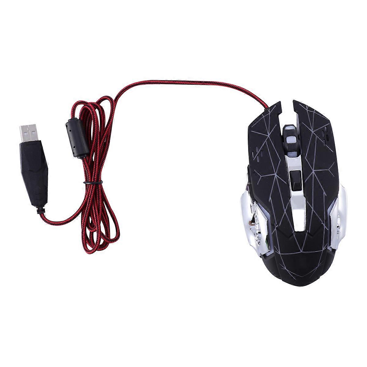 LED Game Mouse Wired Mechanical Gaming Mouse for Computer Black