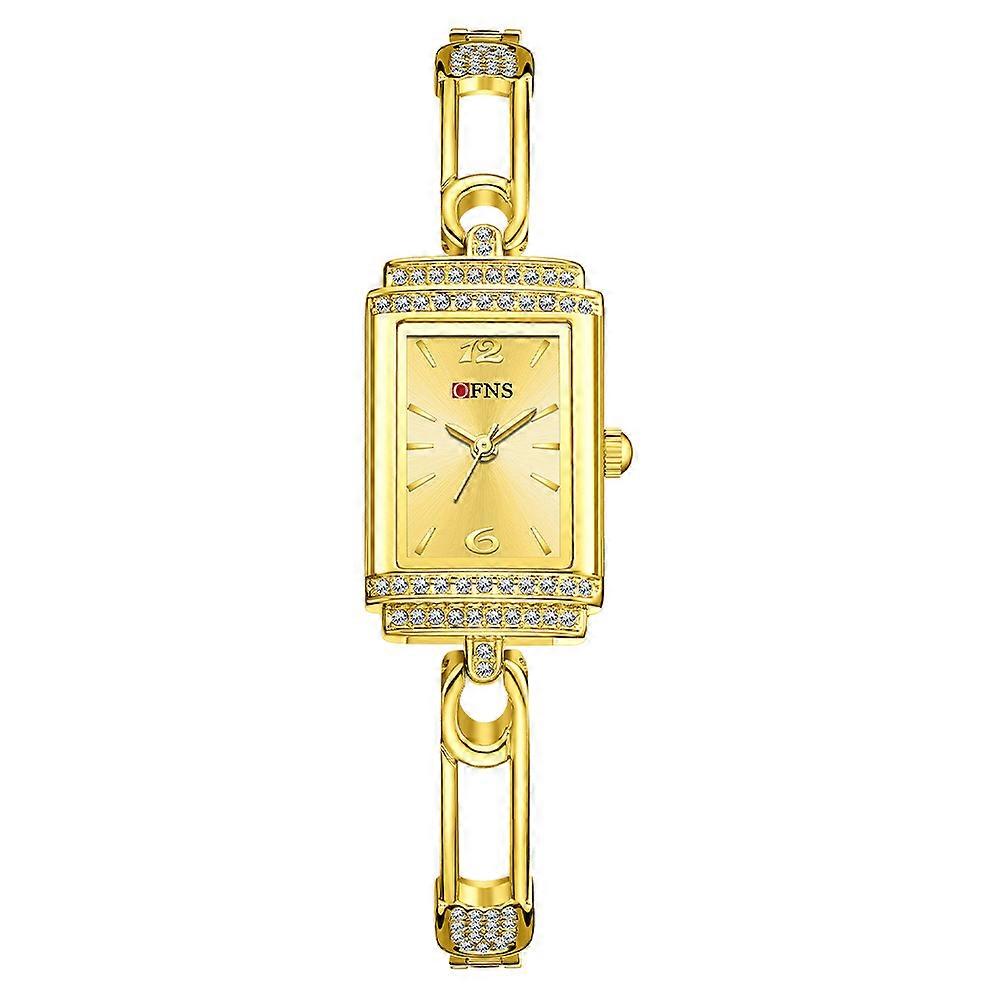 Ladies Watch Rectangular Case Gold Party Evening Casual