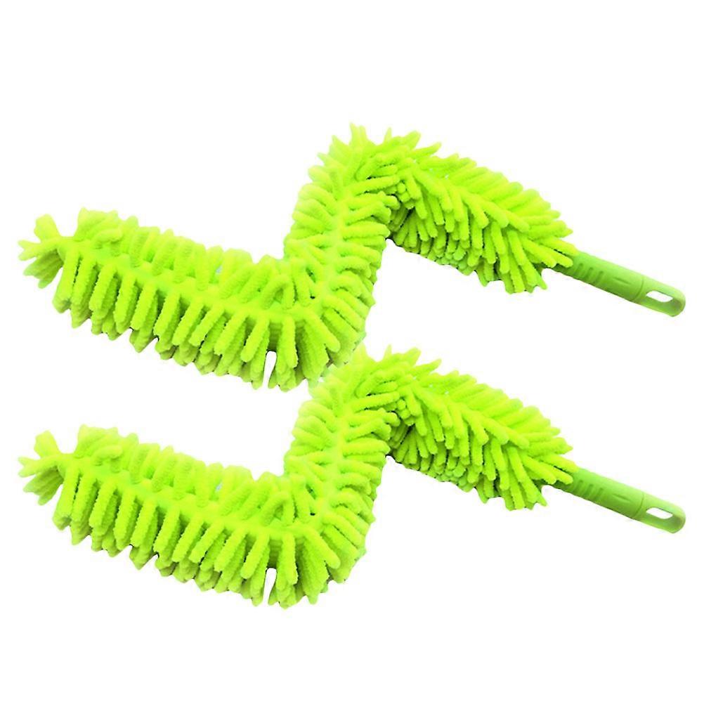 Chenille Duster for Cleaning Use 2Pcs Microfiber with Bendable Head Light Green