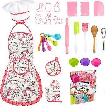 Uniicorn Chef Set for Kids Cooking and Baking Sets with Apron Hat Utensils for Girls Chef Role Play Sets Gift