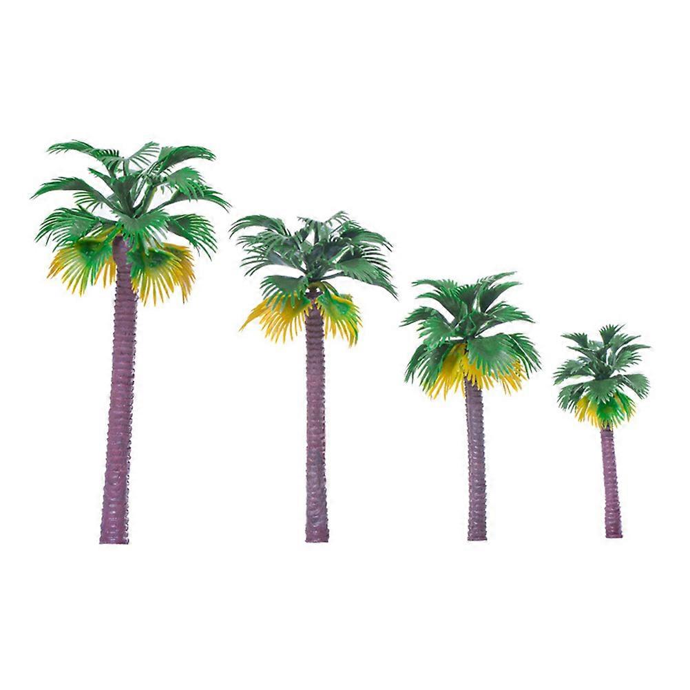 Coconut Tree Model Plastic Mini Palm Tree Model for Decoration 12Pcs
