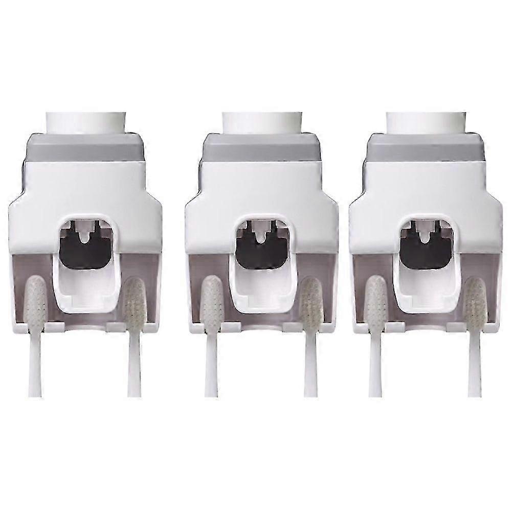 Automatic Toothpaste Squeezer Wall Mounted Punch-Free Toothbrush Storage Rack Toothbrush Holder Squeezer Gray