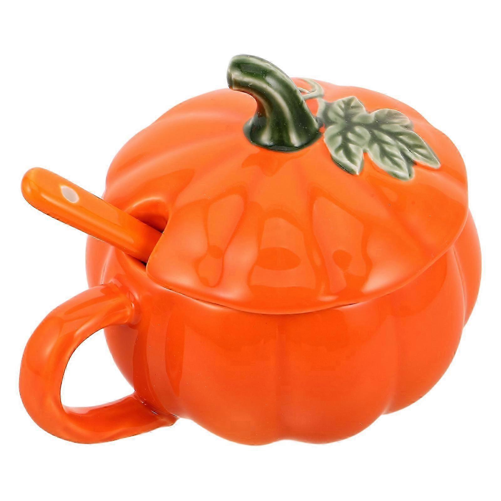 Orange Ceramic Pumpkin Mug for Fall Coffee Drinking 250Ml Set