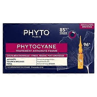 Phyto Phytocyane Naisten Hiustenlähtöä Vastaava Hoito - Reaktiivinen Hiustenlähtö - 12 Ampullia X 5 ml