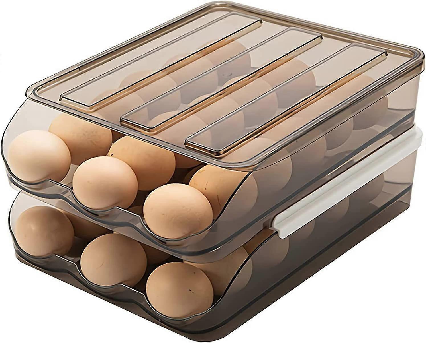 36 Grid Double-Layer Egg Tray, Large Capacity Auto Scrolling Egg Storage Container