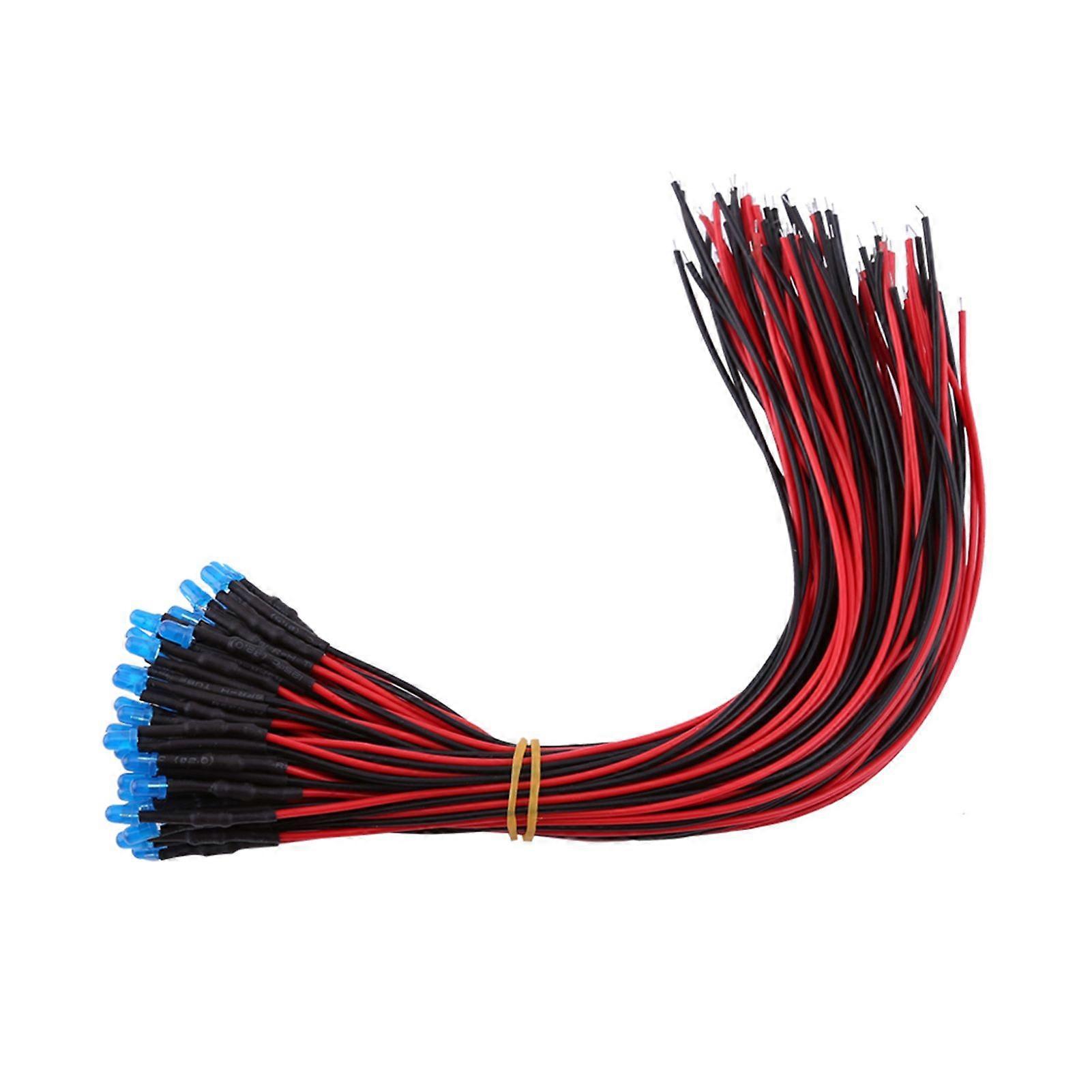 50pcs Pre kablet DC12V diffust LED dioder Multi Colors Light 3mm Blue