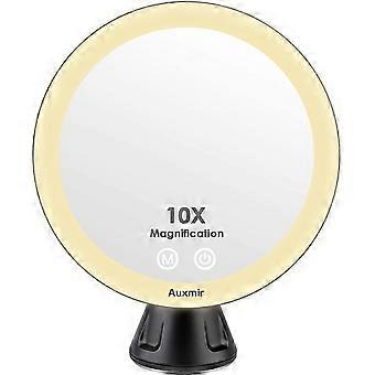 2026GK Cosmetic Mirror LED Illuminated 10x Magnification Strong Suction Cup and 2 Brightness Levels Makeup Mirror Shaving Mirror with Anti-Glare Light